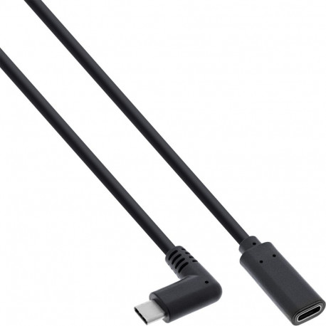 "USB 3.2 Kabel - USB Typ-C Stecker gewinkelt auf Buchse - schwarz - 1m (35781)"