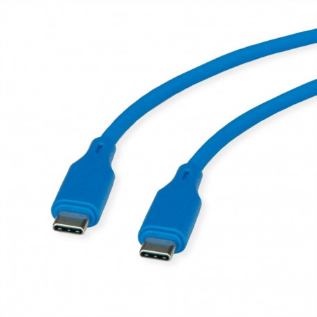 "ROLINE USB 2.0 Kabel, Typ C-C, ST/ST, Silikon, 60W, blau, 1 m"