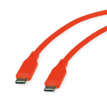 "ROLINE USB 2.0 Kabel, Typ C-C, ST/ST, Silikon, 60W, orange, 1 m"