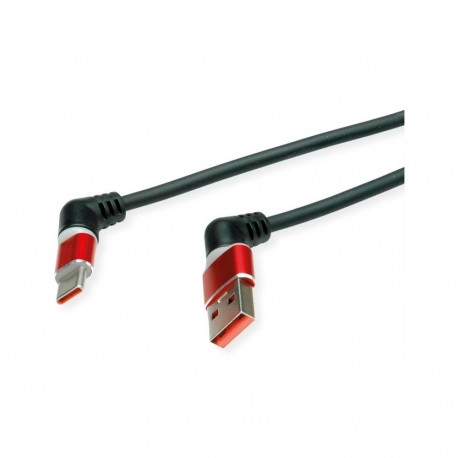 "ROLINE USB 2.0 Kabel Typ-C - Typ-A ST/ST 360 Rotation schwarz / rot 1m"