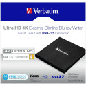 "Verbatim ext. Slimline USB3.1 Typ C 4K Blu-ray Brenner extern retail"