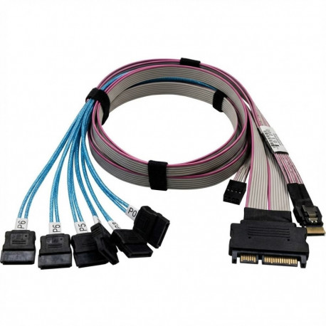 "Supermicro Breakout Kabel CBL-SAST-0914-100 SlimlineSAS x8 SFF-8654 (STR) auf 4x SATA (STR) 75/90cm