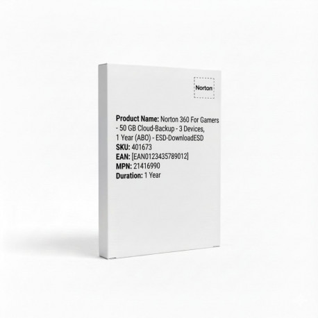 "Norton 360 For Gamers - 50 GB Cloud-Backup - 3 Devices, 1 Year (ABO) - ESD-Download"