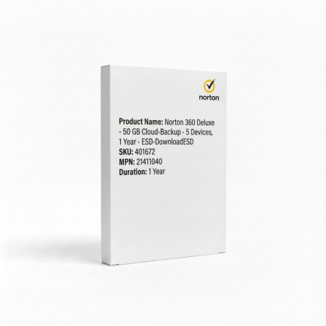 "Norton 360 Deluxe - 50 GB Cloud-Backup - 5 Devices, 1 Year - ESD-Download"