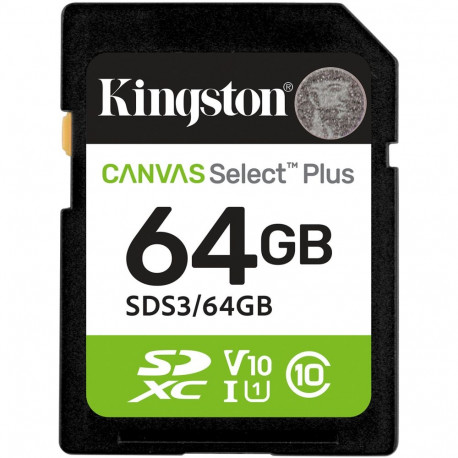 "CARD Kingston 64GB sdxc Canvas Select Plus Gen3 100MB/s C10 UHS-I U1 V10"