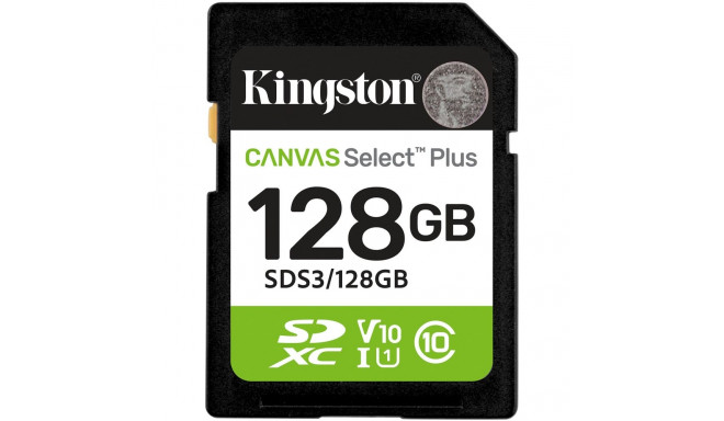 "CARD Kingston 128GB sdxc Canvas Select Plus Gen3 150MB/s C10 UHS-I U1 V10"