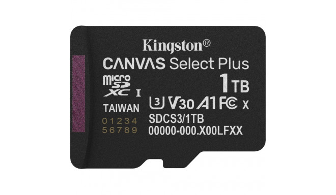 "CARD Kingston 1TB micsdxc Canvas Select Plus Gen3 150R A1 Single Pack w/o ADP"