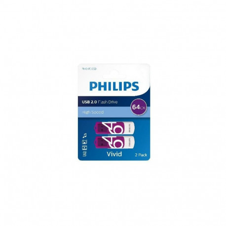 "STICK Philips USB 2.0 2-Pack 64GB Vivid Edition Magic Purple"