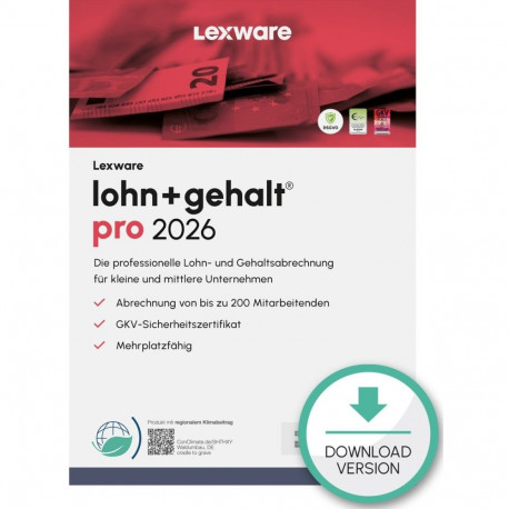 "Lexware Lohn+Gehalt Pro 2026 - 1 Device, 1 Year - ESD-DownloadESD"