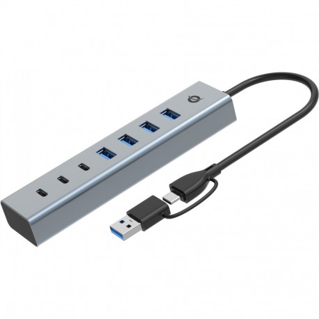 "CONCEPTRONIC 7-Port Hub USB-A3.0/-C Adap.->4xA3.0+o.Netz. gr"