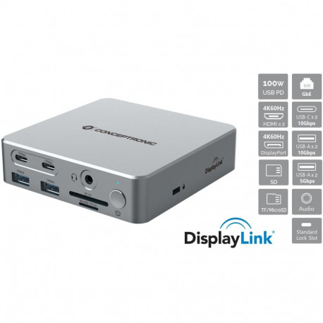 "CONCEPTRONIC 15-1 Dock USB-C->2xHDMI/2xUSB-C/4xUSB-A/+80W si"