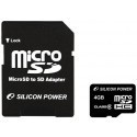 Silicon Power карта памяти SD micro 4ГБ SDHC Class 6 + адаптер