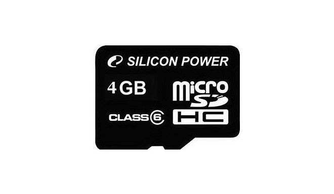 Silicon Power memory card microSDHC 4GB Class 6 + adapter