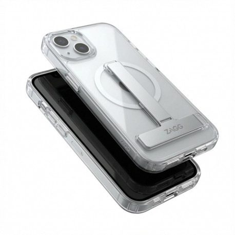 "Case aus 10H Hartglas mit Kickstand für Apple iPhone 16 Plus, Transparent/Silber, GA-MAGCS-IP24-SLS