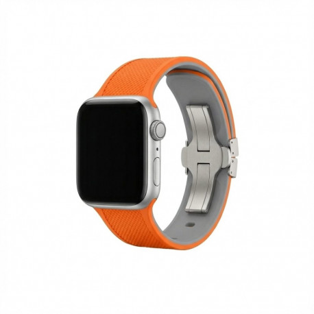 "Premium Plus Armband für Apple Watch, Orange/Grau, 40mm, 41mm, 38mm, 42mm (Series 10), GA-MAG-BNDA-