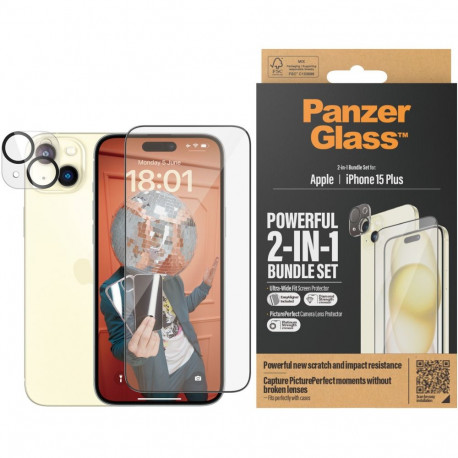 "PanzerGlass 2-in-1-Pack iPhone 15 Plus. UWF w. EasyAligner"