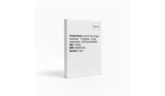 "Acronis True Image Essentials - 1 Computer - 5 year subscription - ESD-DownloadESD"