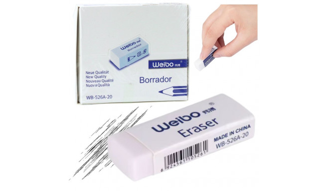valge kooli-kontori kustutuskumm WB-526A -20 6cm