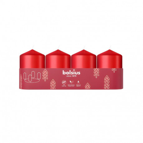 Bolsius Cylinder Candles 4pcs 60x40mm Red