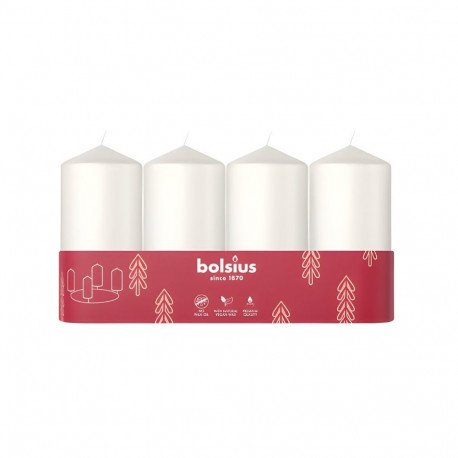 Bolsius Cylinder Candles 4pcs 100x48mm White
