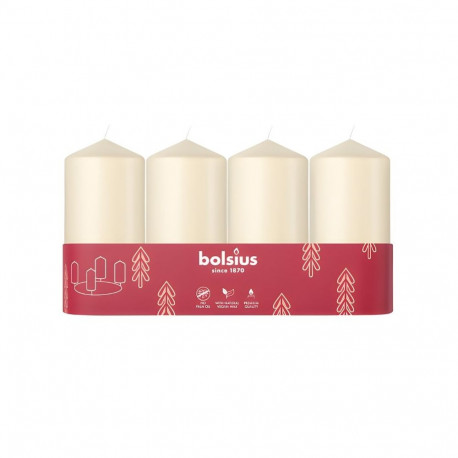 Bolsius Cylinder Candles 4pcs 100x48mm Cream