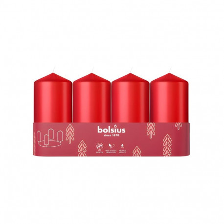 Bolsius Cylinder Candles 4pcs 100x48mm Red