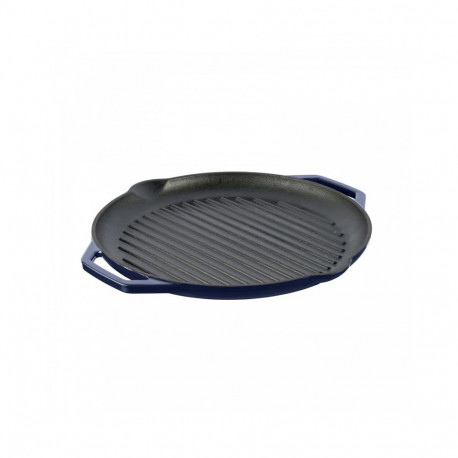 ENAMELED RIBBED CAST IRON FRYING PAN BLU