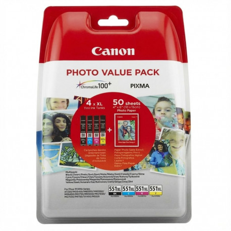 "Canon Tinte CLI-551XL 6443B006 Multipack BKCMY+Fotopapier"