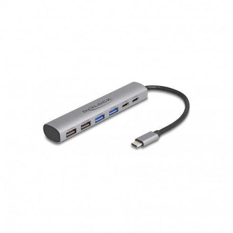 "DELOCK 6 Port USB Hub mit 4 x USB Typ-A Buchse und 2 x USB Type-C Buchse"