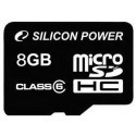Silicon Power mälukaart microSDHC 8GB Class 6 + adapter