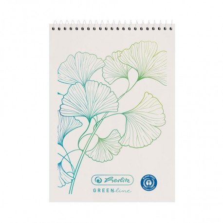 Herlitz spiraaliga märkmik A7/50 ruuduline GREENline Ginkgo