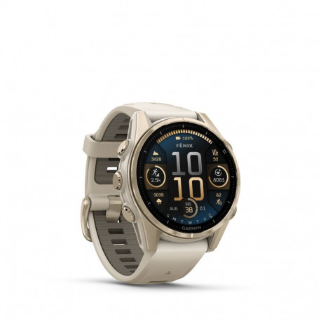 Garmin Fenix 8 43 mm, AMOLED Sapphire, Soft Gold with Fog grey/dark sandstone silicone band/ 010-029