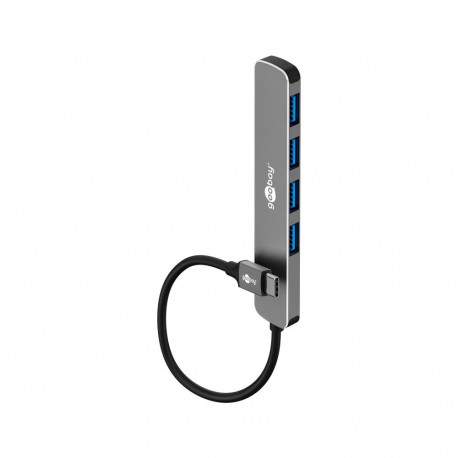 Goobay õhuke 4-pordiline USB-jaotur, USB-C - USB-A, 5 Gbit/s