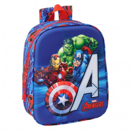 Laste seljakott The Avengers Punane Tumesinine 22 x 27 x 10 cm 3D