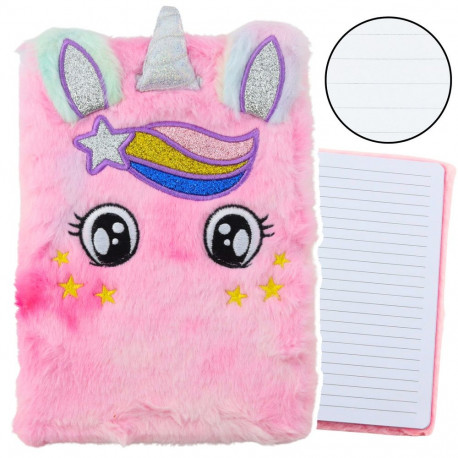 pluszist märkmik jooneline ükssarvik roosa vikerkaar