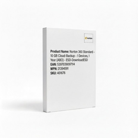 "Norton 360 Standard - 10 GB Cloud-Backup - 1 Devices, 1 Year (ABO) - ESD-Download"