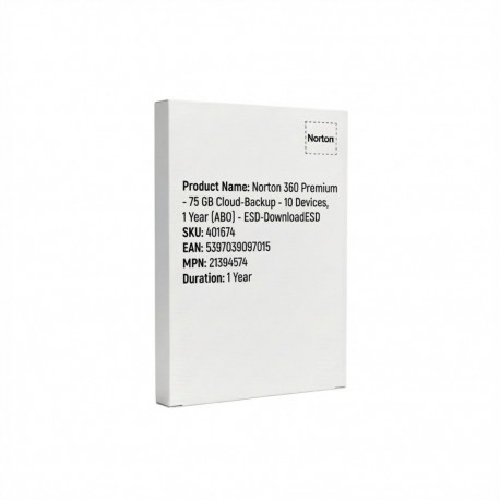 "Norton 360 Premium - 75 GB Cloud-Backup - 10 Devices, 1 Year (ABO) - ESD-Download"