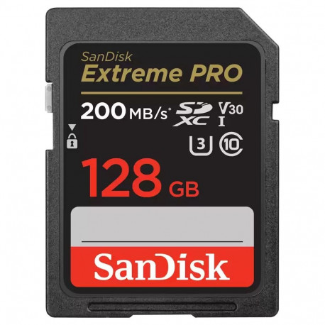 SanDisk SDXC 128GB Extreme Pro 200/90 MB/s V30 UHS-I U3 (Nedaudz boj.iepak.)
