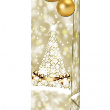 Kinkekott pudelile 12,6x8,9x36 Magical/Kuldsed ehted/Helge aeg