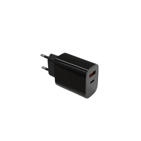 Wall charger 2x3A USB C + USB A Power Delivery black