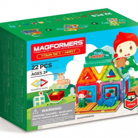 Zestaw klocków magnetycznych Miasto - Targowisko 22 elementy