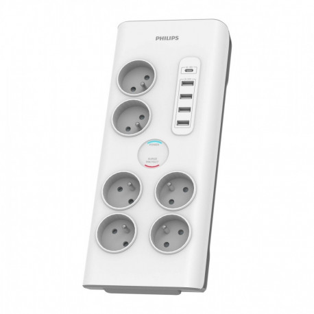6-Outlet French Type Surge Protector, 40W, 2m