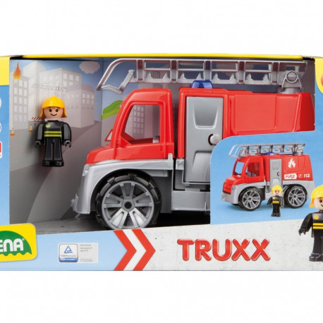 The Lena Truxx Fire Brigade with Ladder is a high-quality, durable toy designed for