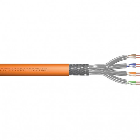 Cat.7 S/FTP Installation Cable, AWG 23/1, LSOH, Dca, 100 m, Orange