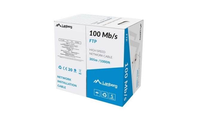 Cable LAN FTP 100Mb/s 305m cord cca grey