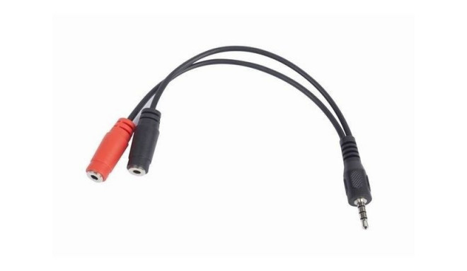 3.5mm 4-Pole (M) to 2x 3.5mm (F) Audio/Microphone Splitter Cable - 20cm