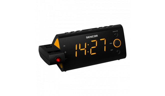 Output: Digital FM clock radio with a 180° rotatable time projector, dual alarm fun