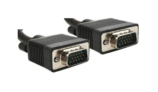 VGA Cable, 15-pin Male to Male, 1.8m, Black