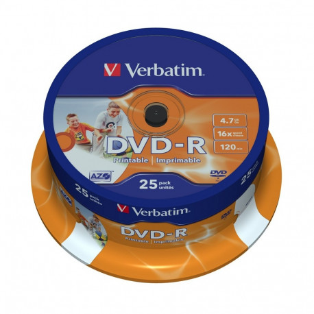 Verbatim DVD-R 4.7GB 16x Printable 25pcs Spindle (43538)