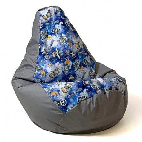 Sako sack pouffe pear print grey spaceships L 105 x 80 cm